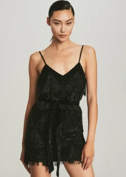 Retrofete Claire Sequin Fringe Dress Black Fringe Store