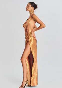 Retrofete Cleo Silk Chiffon Dress Nude Glitter Fashion