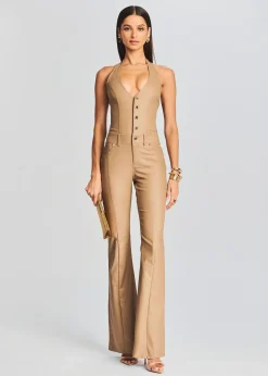 Retrofete Cynthia Coated Denim Jumpsuit Coated Tannin Hot