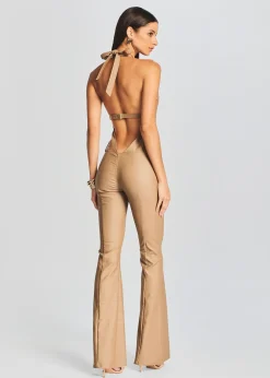 Retrofete Cynthia Coated Denim Jumpsuit Coated Tannin Store