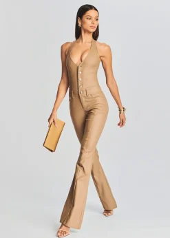Retrofete Cynthia Coated Denim Jumpsuit Coated Tannin Store