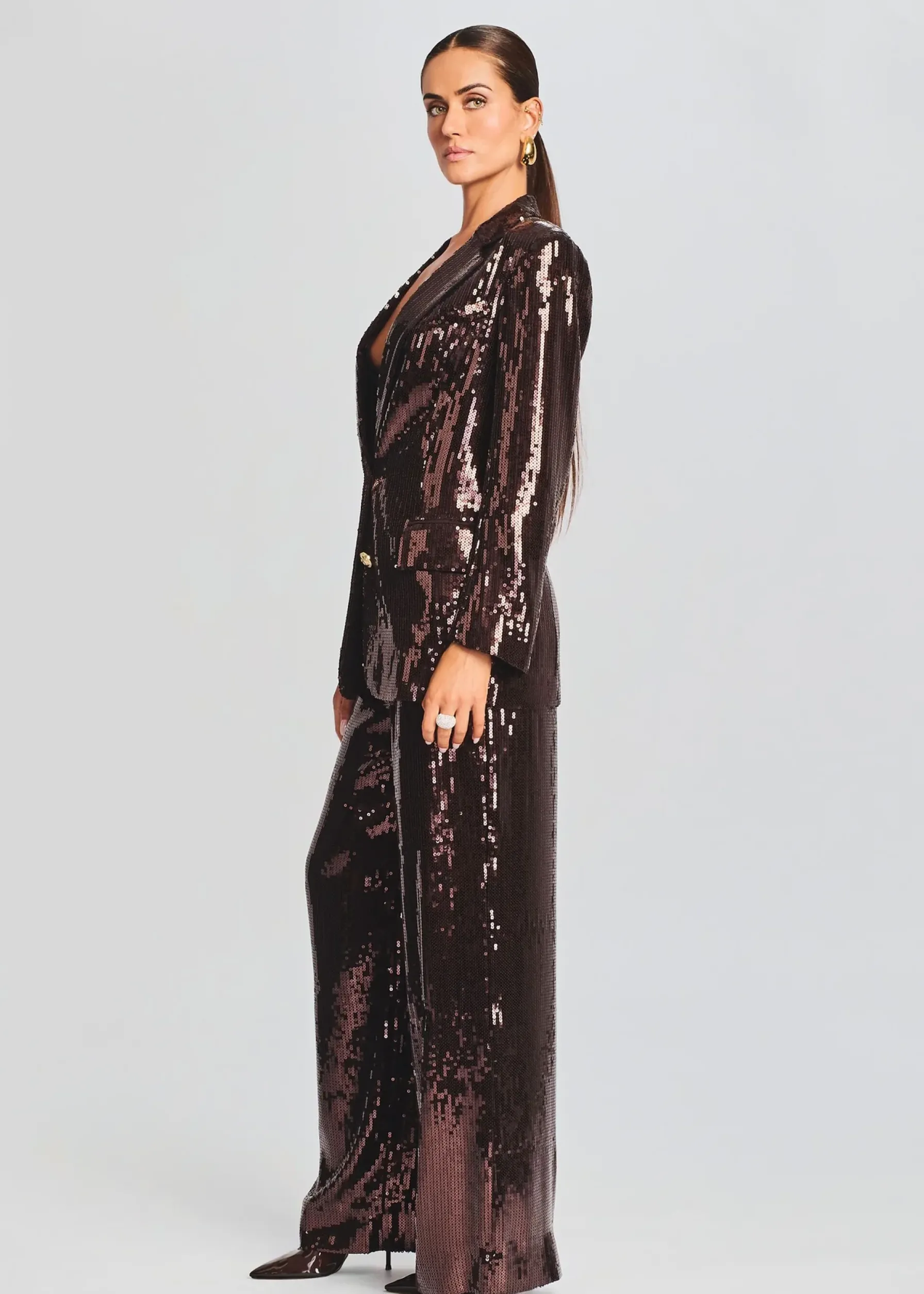 Retrofete Dawn Sequin Blazer Dark Chocolate Cheap