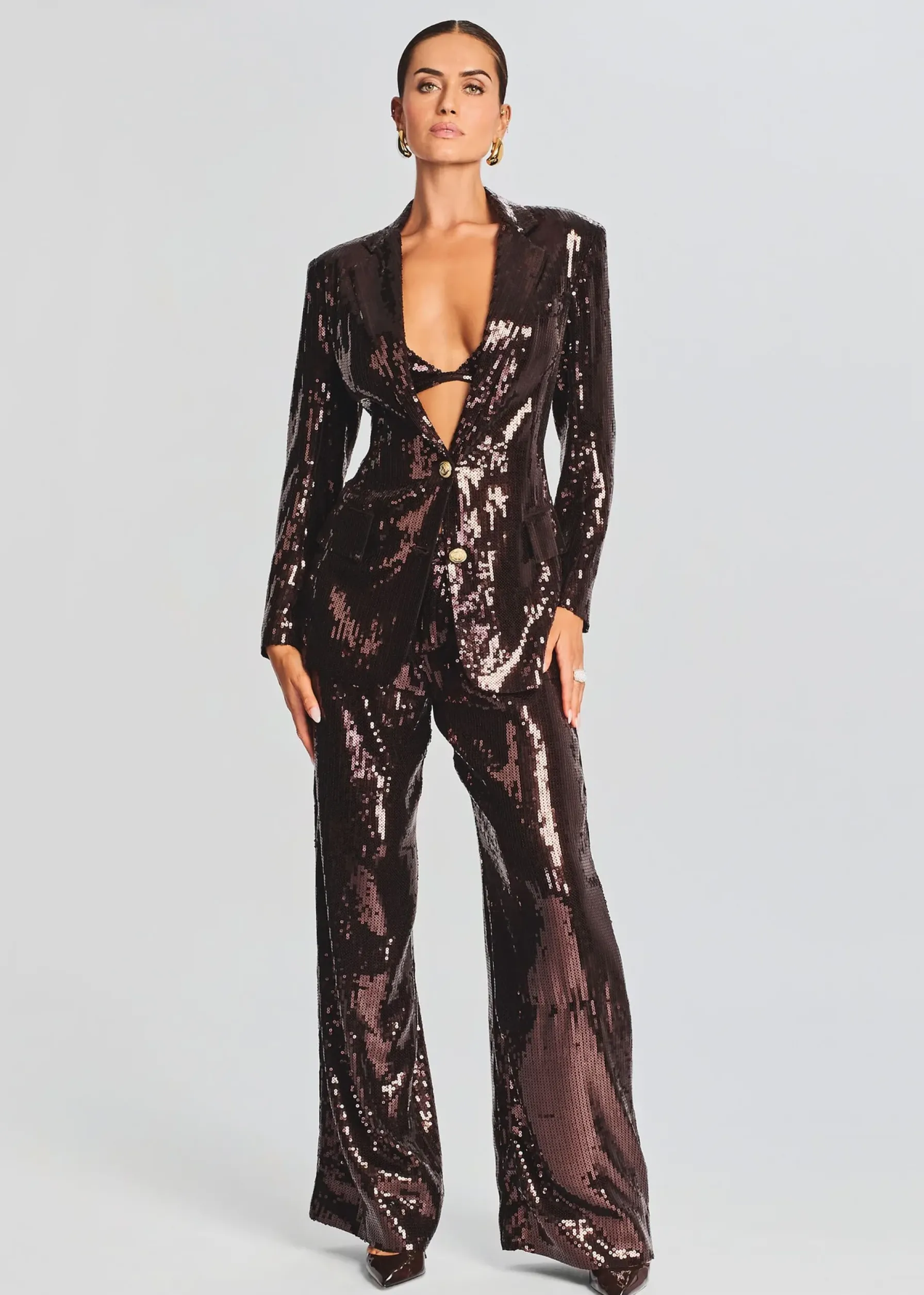 Retrofete Dawn Sequin Blazer Dark Chocolate Cheap