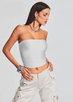 Retrofete Debbi Strapless Top Silver Best Sale