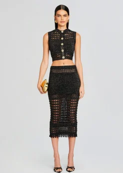 Retrofete Delma Knit Crochet Top Black/Gold Cheap