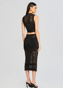 Retrofete Delma Knit Crochet Top Black/Gold New