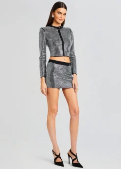 Retrofete Delta Embellished Knit Skirt Black/Silver Flash Sale