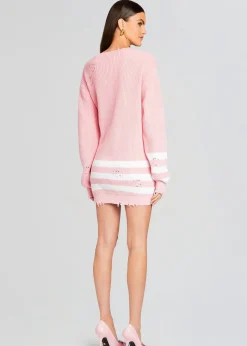 Retrofete Devin Sweater Baby Pink/White Flash Sale