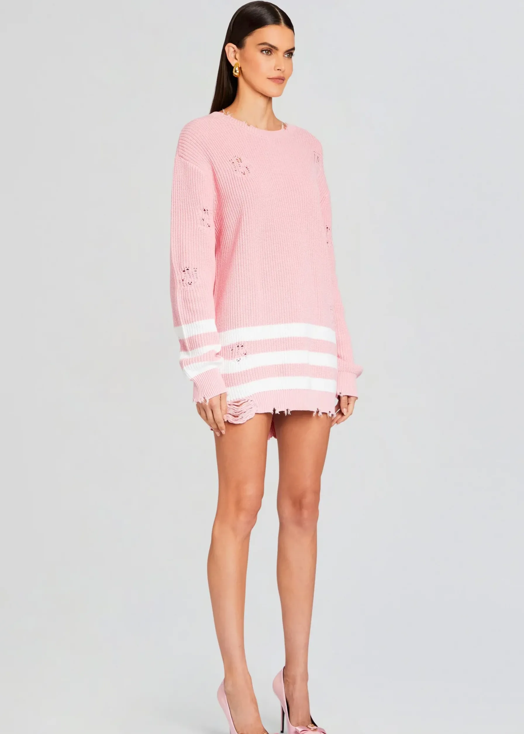 Retrofete Devin Sweater Baby Pink/White Discount