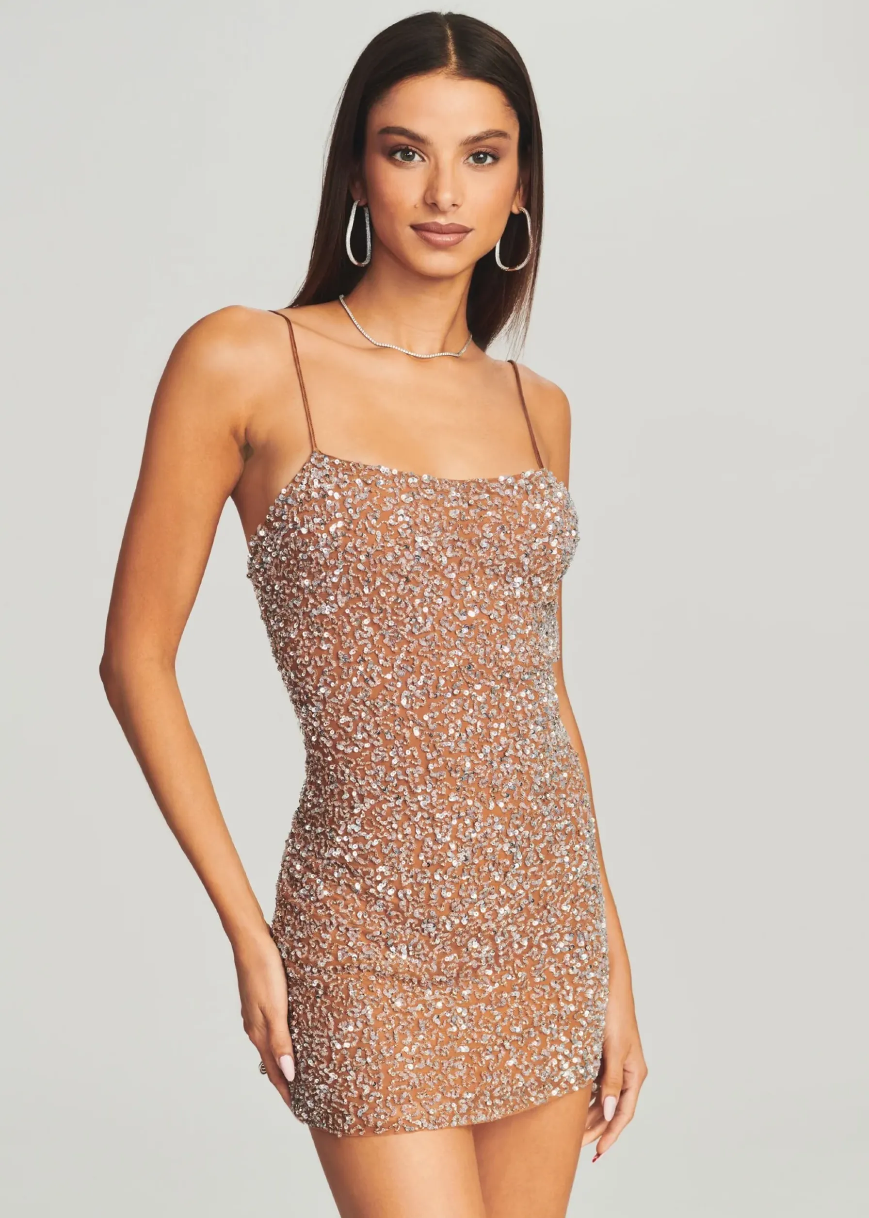 Retrofete Dionne Sequin Dress Silver/Nude Store