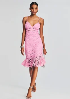 Retrofete Eliza Lace Midi Dress Pink Sale