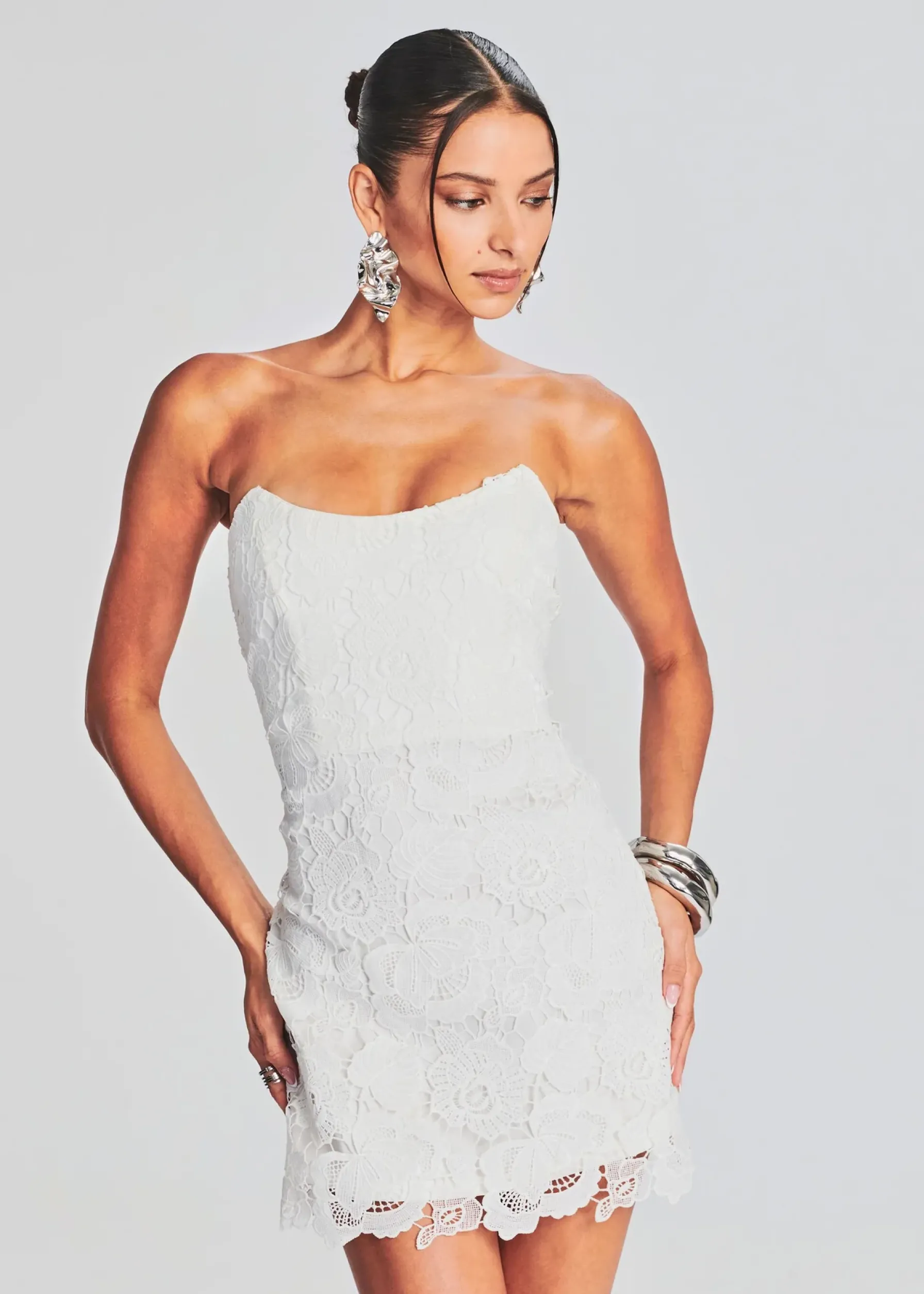 Retrofete Eliza Lace Strapless Mini Dress White Cheap