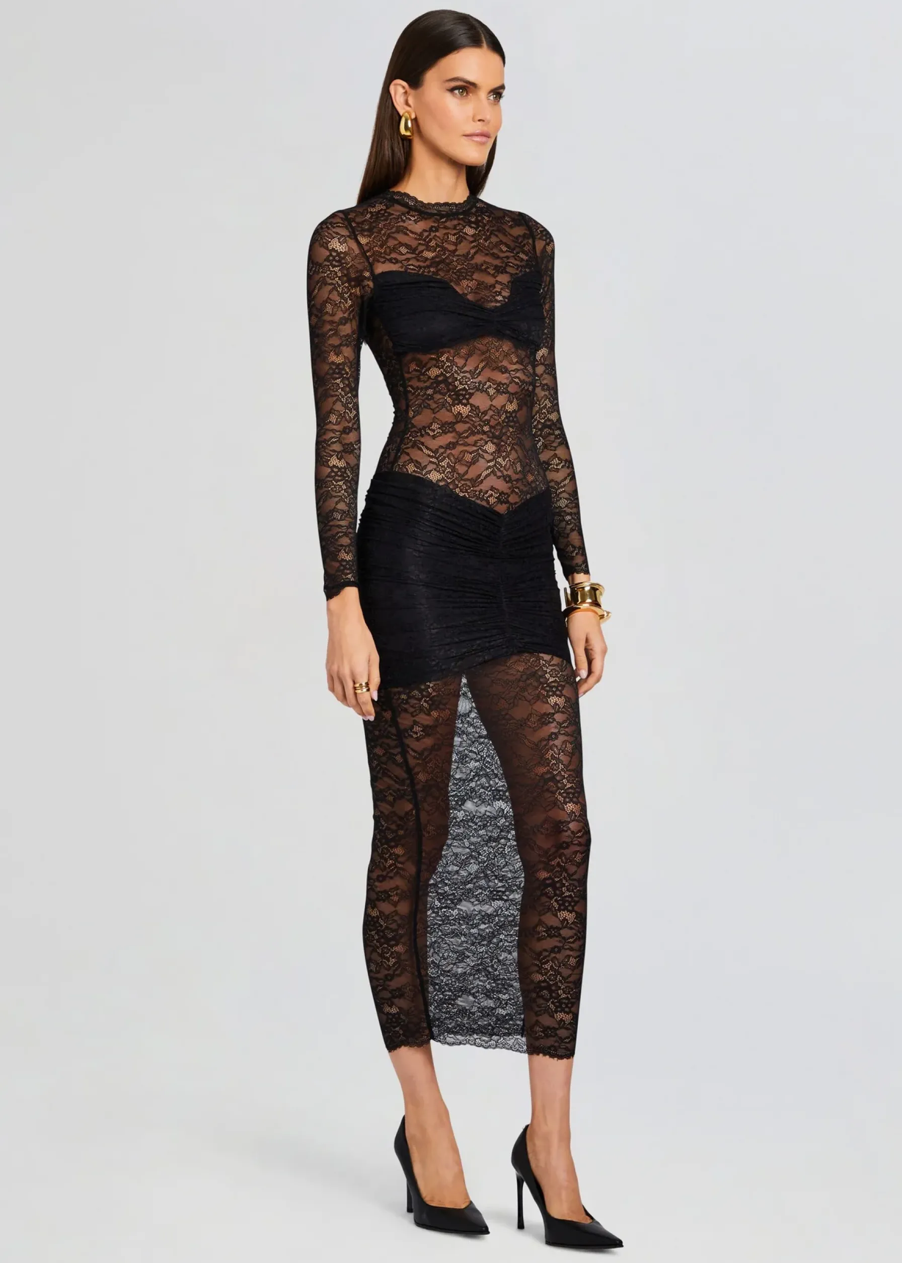Retrofete Ellie Lace Midi Dress Black Clearance