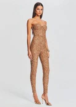 Retrofete Elodie Sequin Jumpsuit Tannin Sale