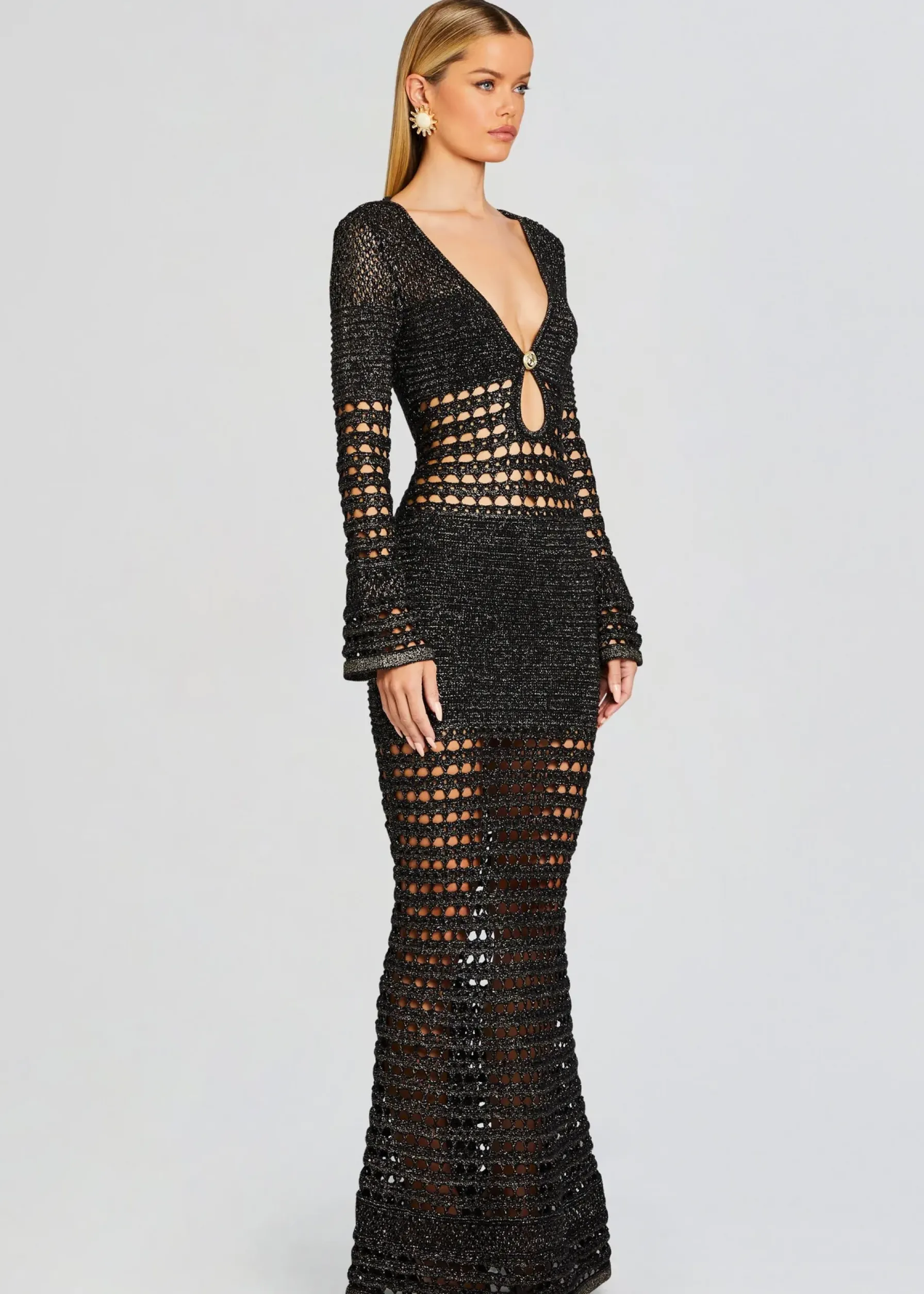 Retrofete Elvana Knit Crochet Dress Black/Gold Store