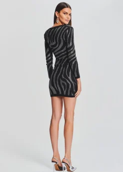 Retrofete Elvira Knit Dress Black/Silver Zebra Online