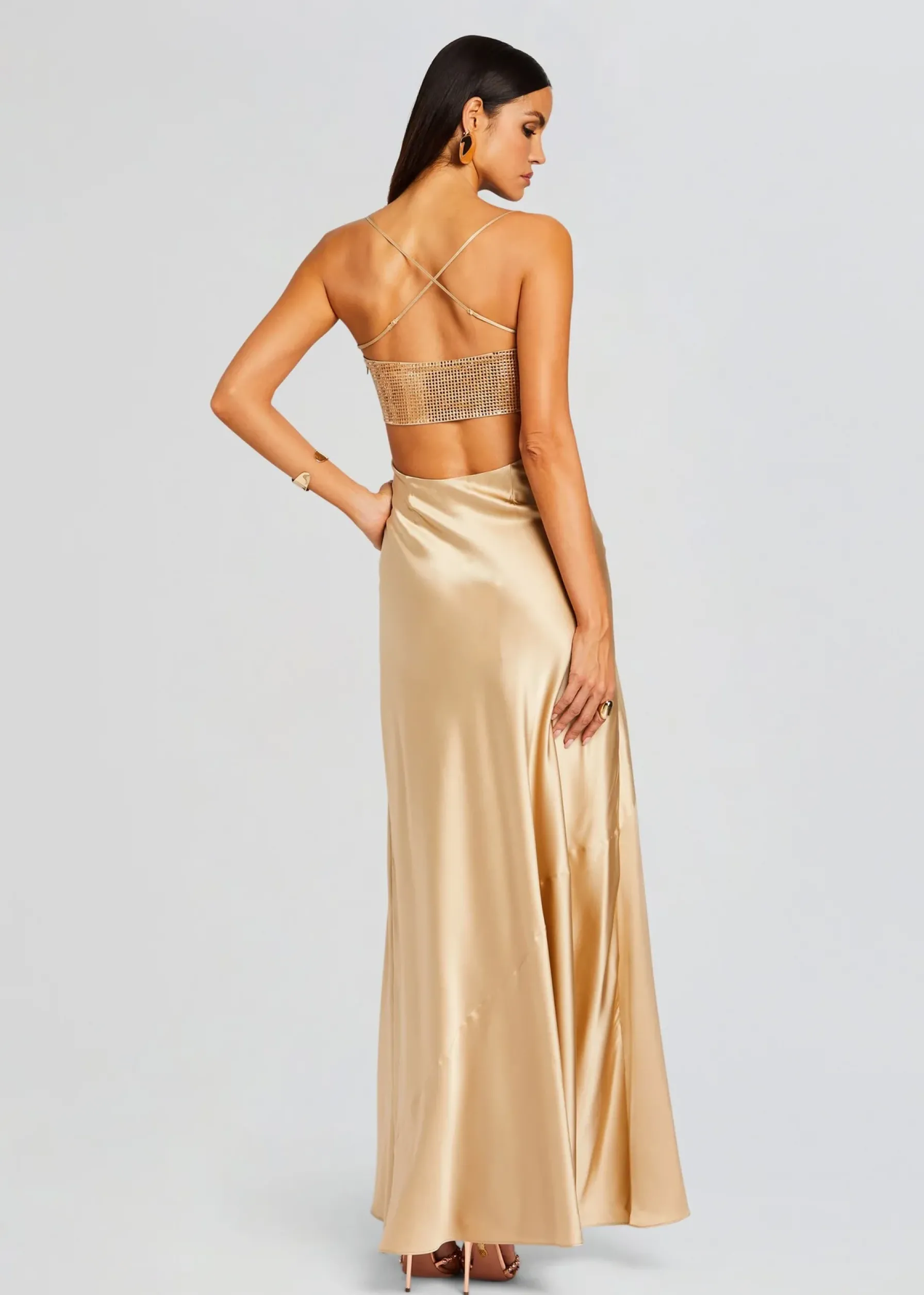 Retrofete Emery Embellished Silk Dress Nude Cheap