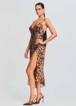 Retrofete Emma Silk Dress Tan Ocelot Discount