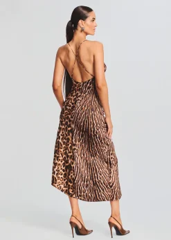 Retrofete Emma Silk Dress Tan Ocelot Discount