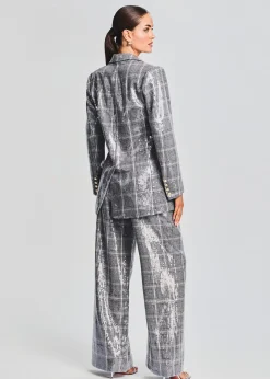 Retrofete Enid Sequin Blazer Grey Plaid Store