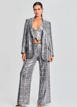 Retrofete Enid Sequin Blazer Grey Plaid Store