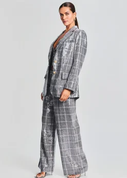 Retrofete Enid Sequin Blazer Grey Plaid Sale