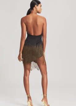 Retrofete Eos Embellished Fringe Dress Black/Gold Fashion