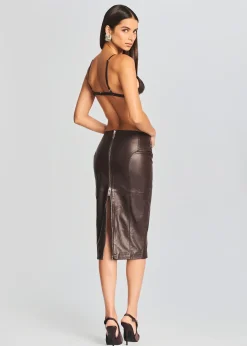 Retrofete Esti Leather Bra Dark Chocolate Clearance