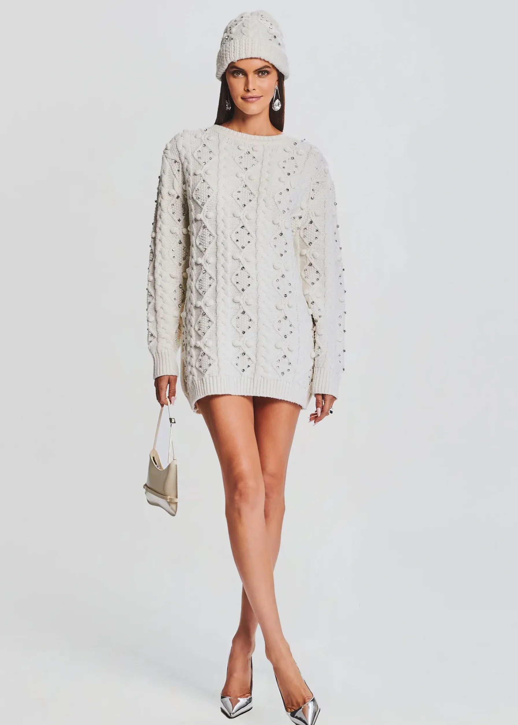 Retrofete Evia Embellished Knit Hat Ivory Hot