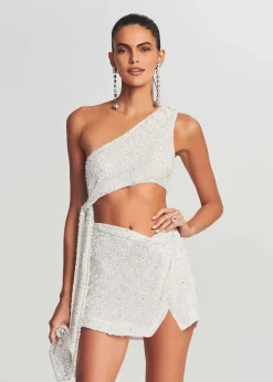 Retrofete Ezra Sequin Skirt White Clearance