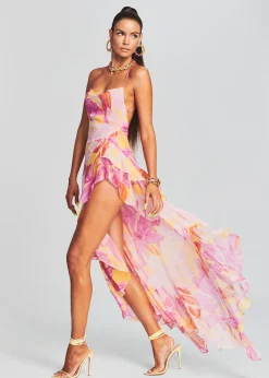 Retrofete Fatima Silk Dress Botanical Floral Hot