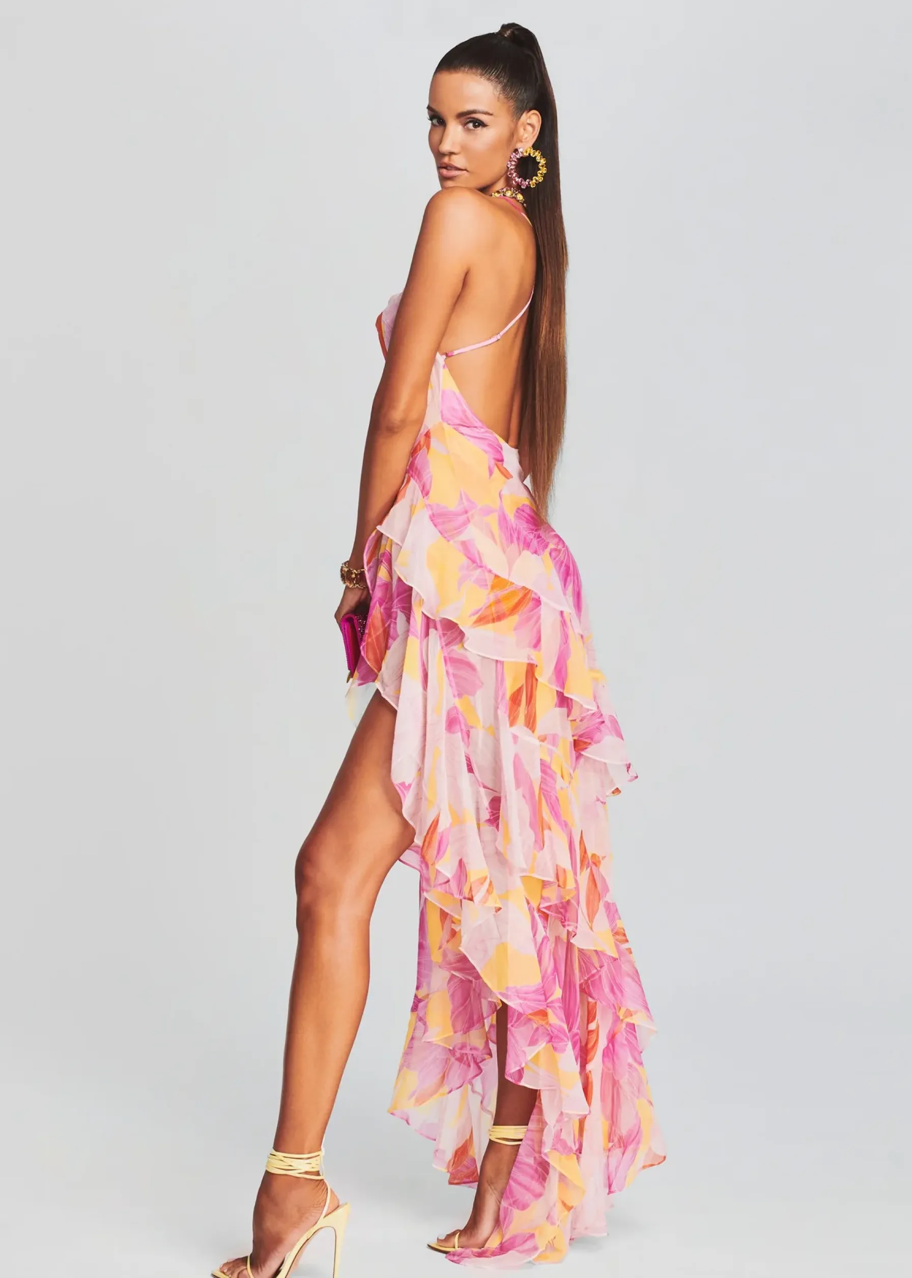 Retrofete Fatima Silk Dress Botanical Floral Hot
