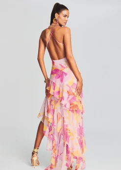 Retrofete Fatima Silk Dress Botanical Floral Clearance