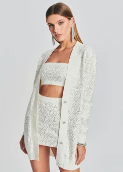 Retrofete Faye Embellished Knit Bra White/Silver Outlet