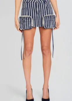 Retrofete Finn Cargo Skirt Navy Stripe Flash Sale