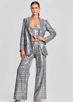 Retrofete Fleur Sequin Pant Grey Plaid Best