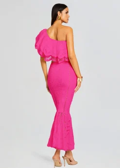 Retrofete Fray Long Skirt Hot Pink Clearance