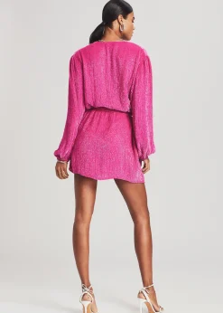 Retrofete Gabrielle Sequin Robe Hot Pink Hot
