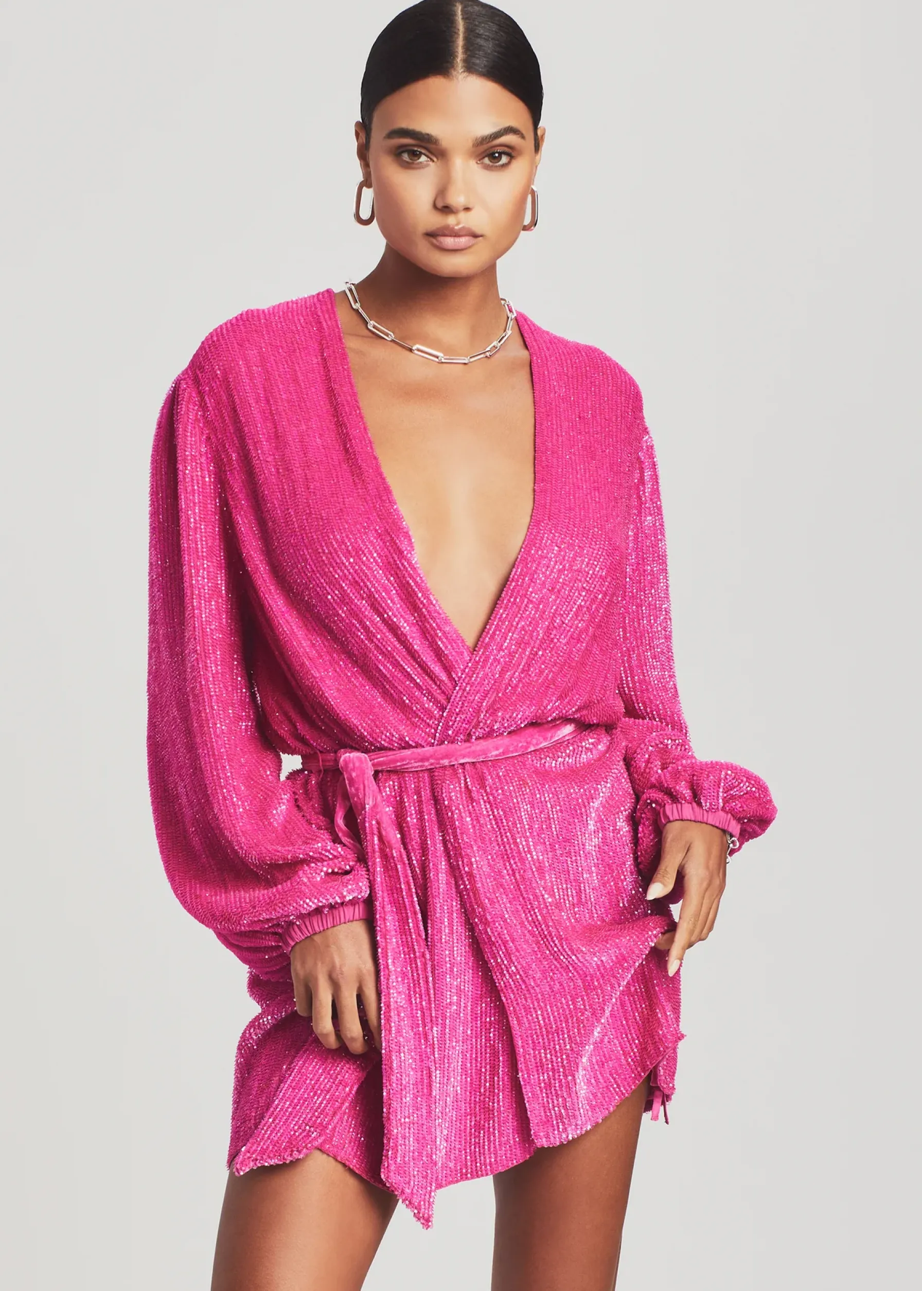 Retrofete Gabrielle Sequin Robe Hot Pink Hot