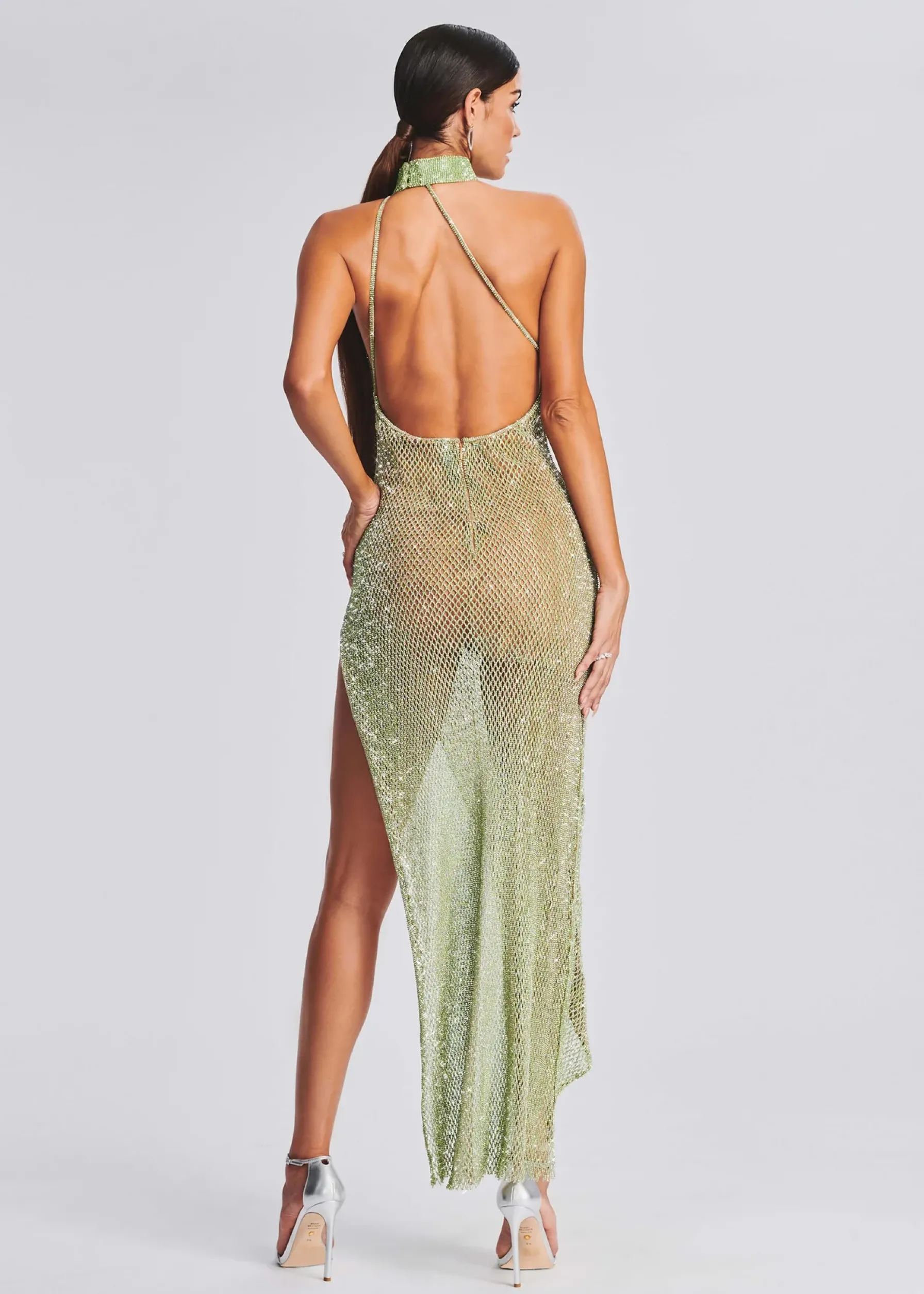 Retrofete Gemma Crystal Chain Dress Green Clearance