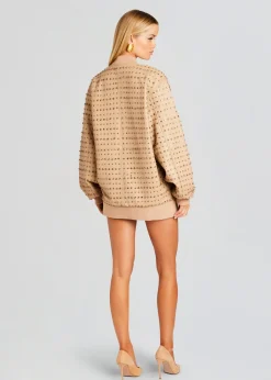 Retrofete Gianna Embellished Leather Jacket Nude Fashion