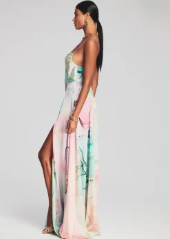 Retrofete Gracie Silk Dress Watercolor Marble New