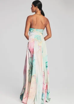 Retrofete Gracie Silk Dress Watercolor Marble New