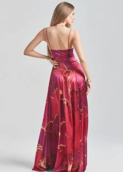 Retrofete Gracie Silk Dress Red Watercolor Marble Discount