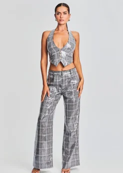Retrofete Haddy Sequin Vest Grey Plaid Discount