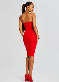 Retrofete Half Moon Midi Dress Red Clearance