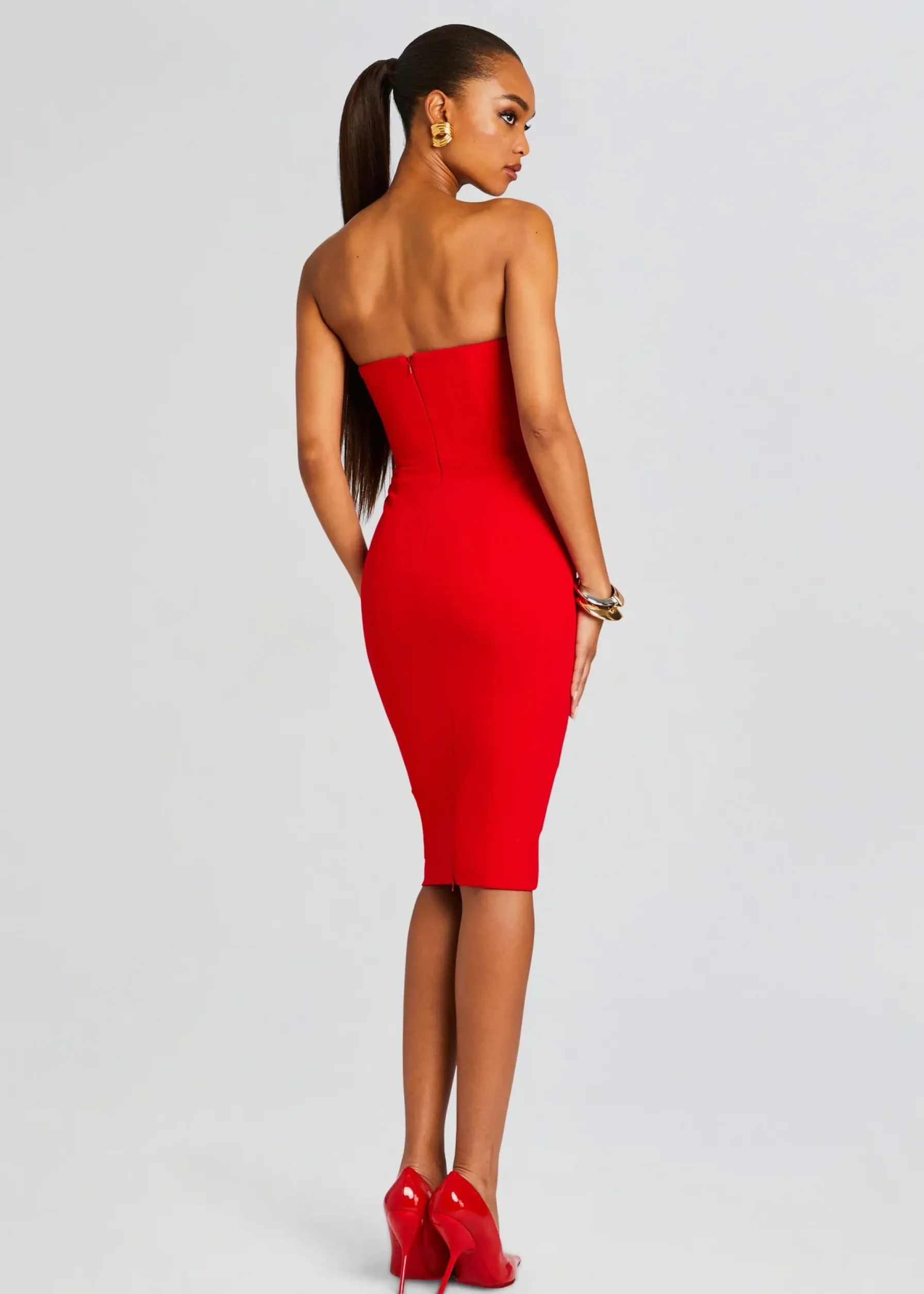 Retrofete Half Moon Midi Dress Red Shop