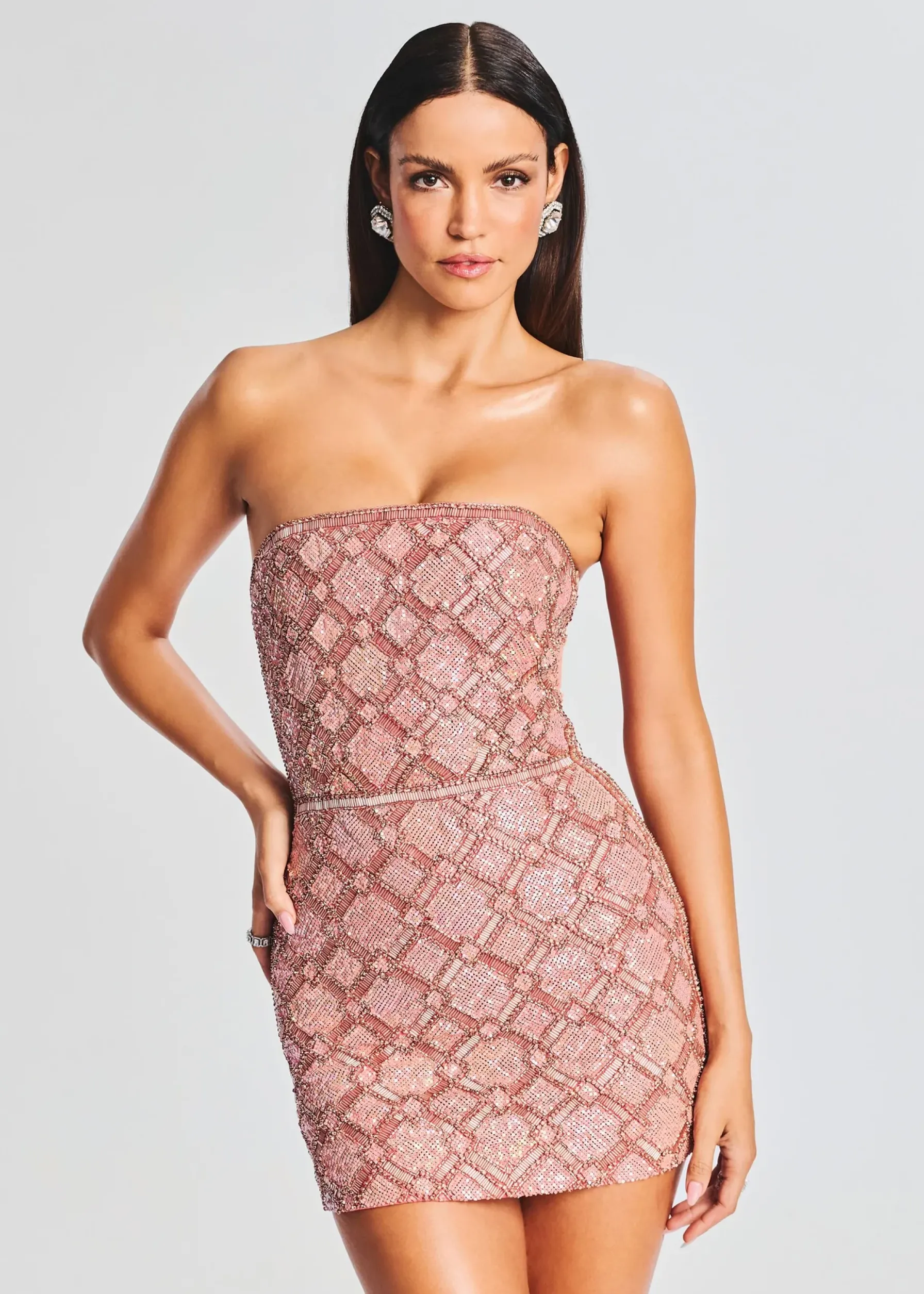 Retrofete Heather Sequin Chainmail Dress Iridescent Coral Fashion