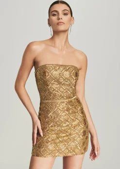 Retrofete Heather Sequin Chainmail Dress Gold Chainmail Flash Sale