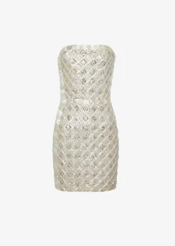 Retrofete Heather Sequin Dress Silver/Gold Clearance